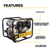 3"-Trash Transfer Pump with Honda GX390 Engine BE Power Equipment