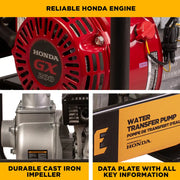 3" Water Transfer Pump with Honda GX200 Engine BE Power Equipment