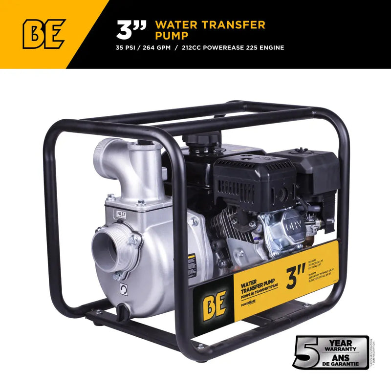 3" Water Transfer Pump with Powerease 225 Engine BE Power Equipment