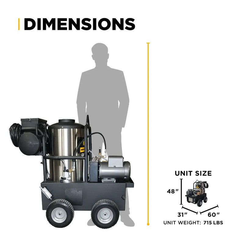 3,000 PSI 5.0 GPM Hot Water Electric Pressure Washer with General Triplex Pump -  15-530 BE Power Equipment