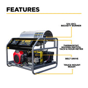 3,000 PSI 8.0GPM Hot Water Pressure Washer with Honda GX690 Engine and General Triplex Pump - HW3024HG12V BE Power Equipment