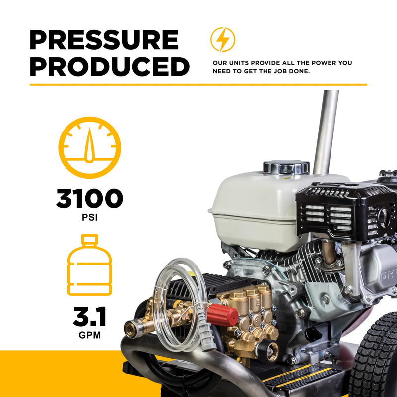 3,100 PSI 3.1 GPM Cold Water Gas Pressure Washer - B3165HSGS BE Power Equipment