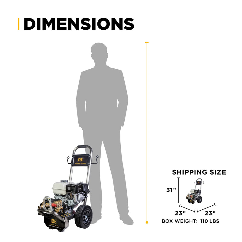 3,100 PSI 3.1 GPM Cold Water Gas Pressure Washer - B3165HSGS BE Power Equipment