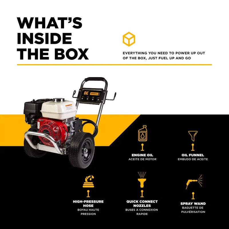 3,100 PSI 3.1GPM Cold Water Gas Pressure Washer Honda GX200 and CP Triplex Pump on Aluminum Frame - B3165HAAS BE Power Equipment