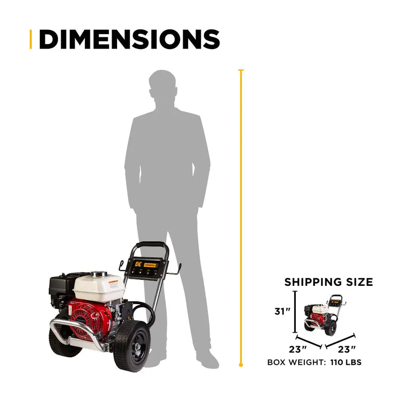 3,100 PSI 3.1GPM Cold Water Gas Pressure Washer Honda GX200 and CP Triplex Pump on Aluminum Frame - B3165HAAS BE Power Equipment