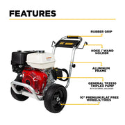 3,100 PSI 3.1GPM Cold Water Gas Pressure Washer Honda GX200 and General Triplex Pump on Aluminum Frame - B3165HAGS BE Power Equipment