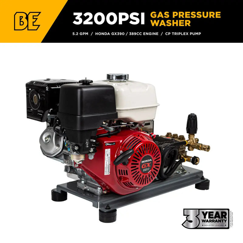 3,200 PSI 5.2 GPM Truck Mount Cold Water Gas Pressure Washer - B3213HTBAS BE Power Equipment