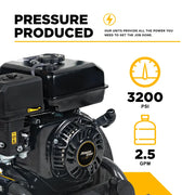 3,200PSI 2.5GPM Cold Water Gas Pressure Washer Powerease 212cc Engine and CP Axial Pump - BE327PX BE Power Equipment