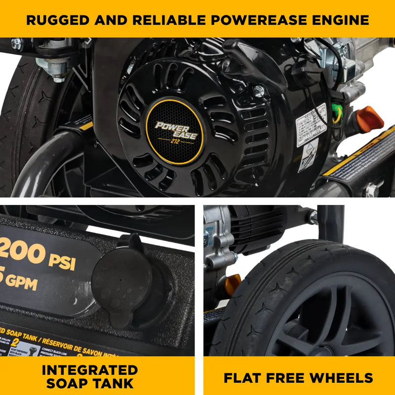 3,200PSI 2.5GPM Cold Water Gas Pressure Washer Powerease 212cc Engine and CP Axial Pump - BE327PX BE Power Equipment