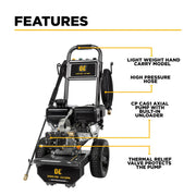 3,400PSI 2.5GPM Cold Water Gas Pressure Washer Powerease 223cc Engine and CP Axial Pump - B3475PX BE Power Equipment