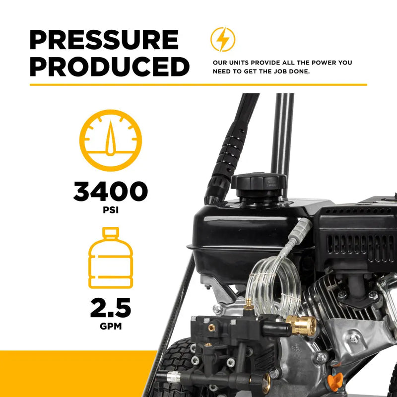 3,400PSI 2.5GPM Cold Water Gas Pressure Washer Powerease 223cc Engine and CP Axial Pump - B3475PX BE Power Equipment