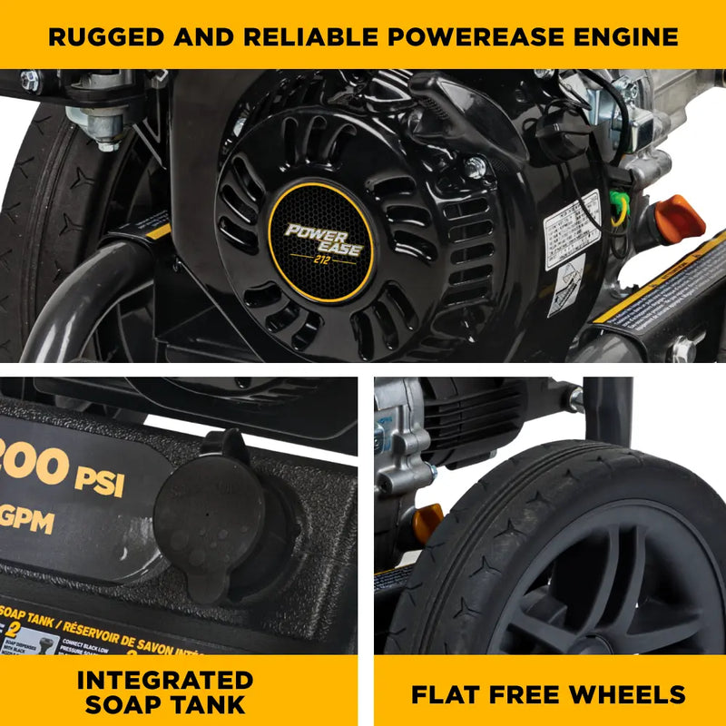 3,400PSI 2.5GPM Cold Water Gas Pressure Washer Powerease 223cc Engine and CP Axial Pump - BE3475PX BE Power Equipment