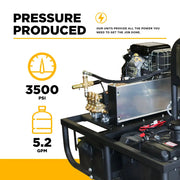 3,500 PSI 5.2 GPM Hot Water Skid Pressure Washer with General Triplex Pump - Z5535GPBDH BE Power Equipment