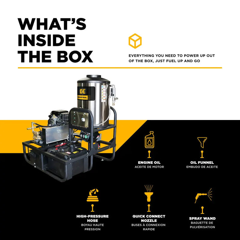 3,500 PSI 5.2 GPM Hot Water Skid Pressure Washer with General Triplex Pump - Z5535GPBDV BE Power Equipment