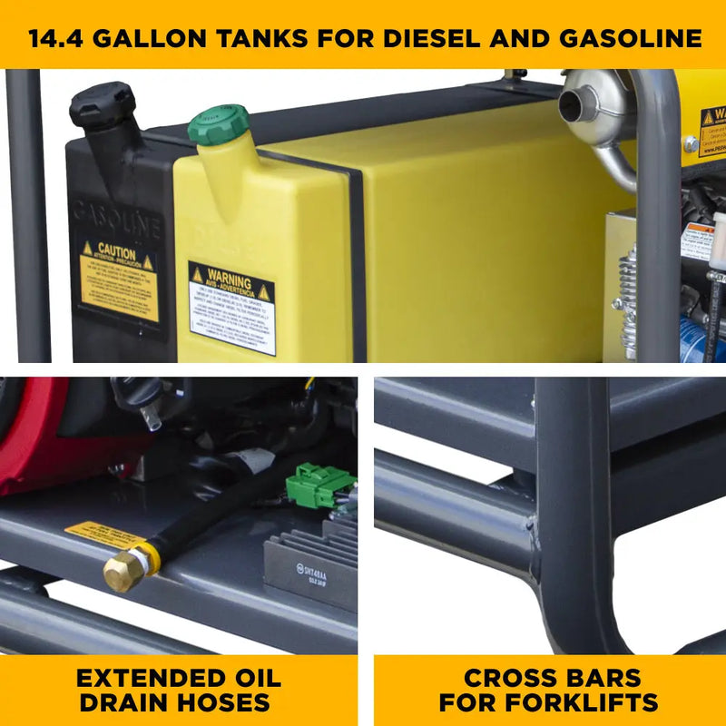 3,500 PSI 5.6GPM Hot Water Pressure Washer Honda GX690 Engine and General Triplex Pump - HW3524HG12V BE Power Equipment