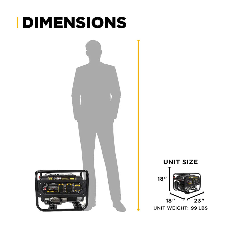 3,800 Watt Generator - BE3800 BE Power Equipment