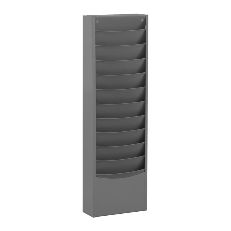 Durham Literature Rack, 11 Pockets, Gray
