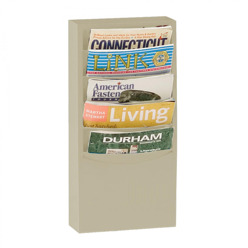 Durham Literature Rack, 5 Pockets, Tan
