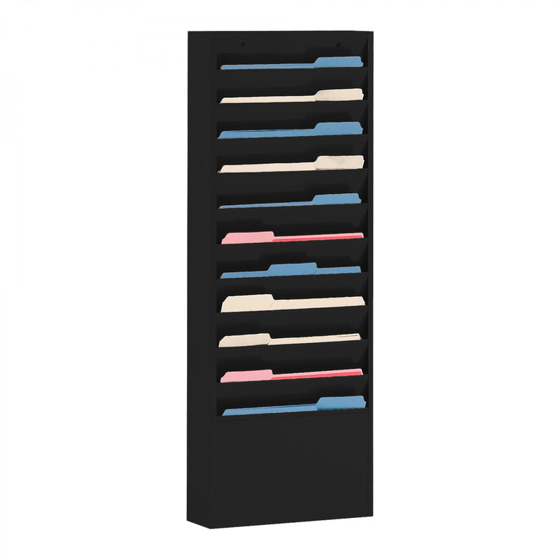 Durham Literature Rack, 11 Large Pockets, Black