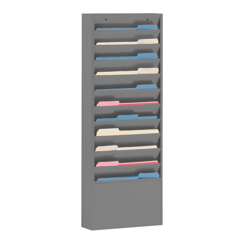 Durham Literature Rack, 11 Large Pockets, Gray