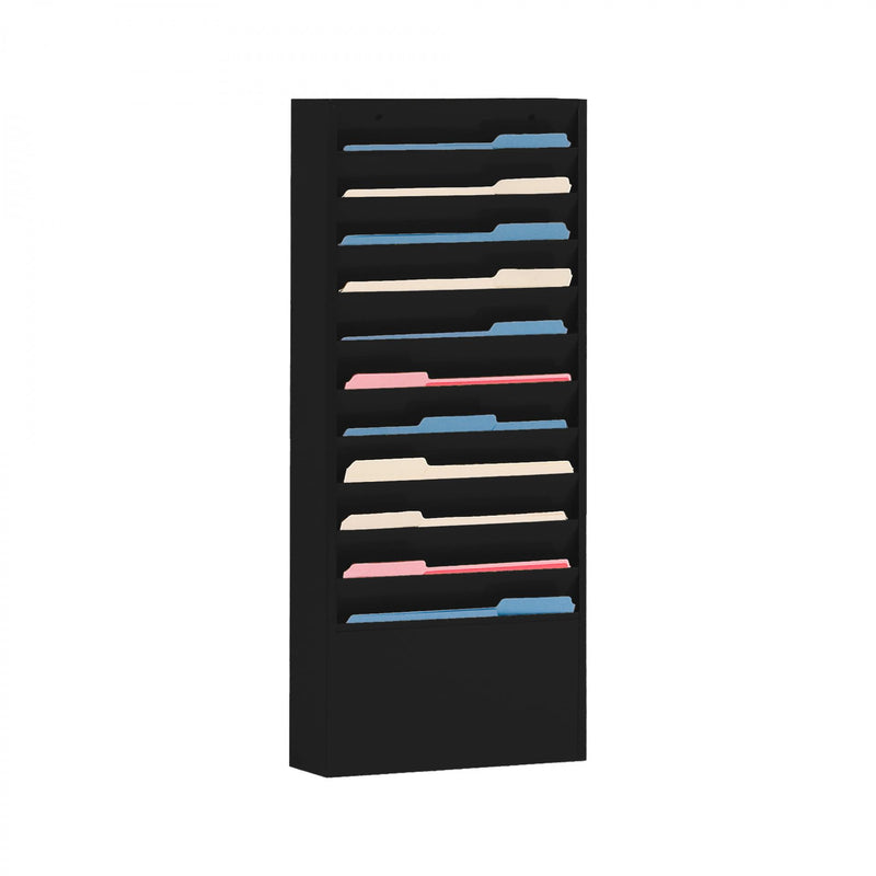 Durham Literature Rack, 10 Large Pockets, Black