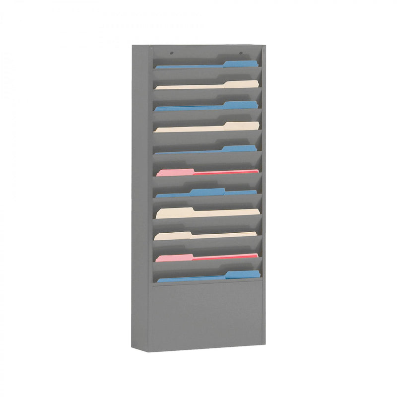 Durham Literature Rack, 10 Large Pockets, Gray