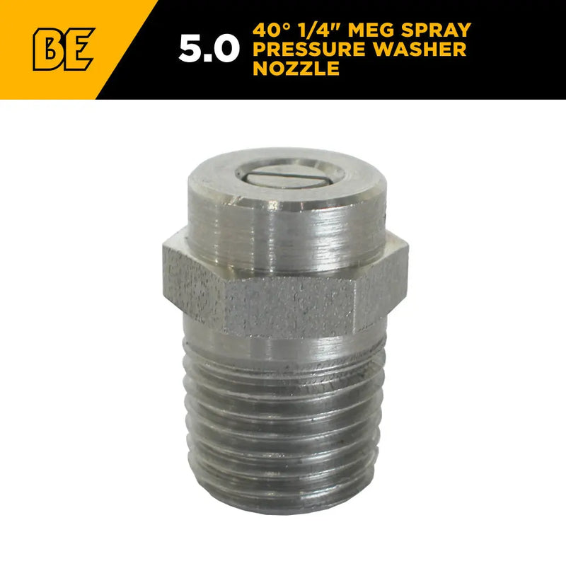 40° 1/4" MEG Spray Pressure Washer Nozzle - 5.0 Orifice BE Power Equipment