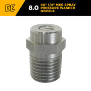 40° 1/4" MEG Spray Pressure Washer Nozzle - 8.0 Orifice BE Power Equipment