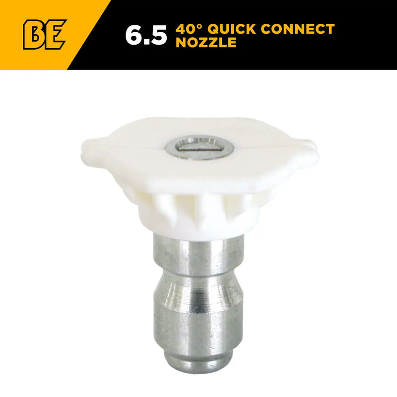 40° Quick Connect Spray Pressure Washer White Nozzle - 6.5 Orifice BE Power Equipment