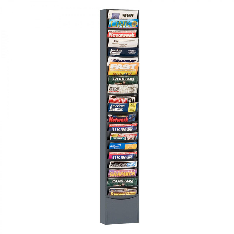 Durham Literature Rack, 20 Large Pockets, Gray