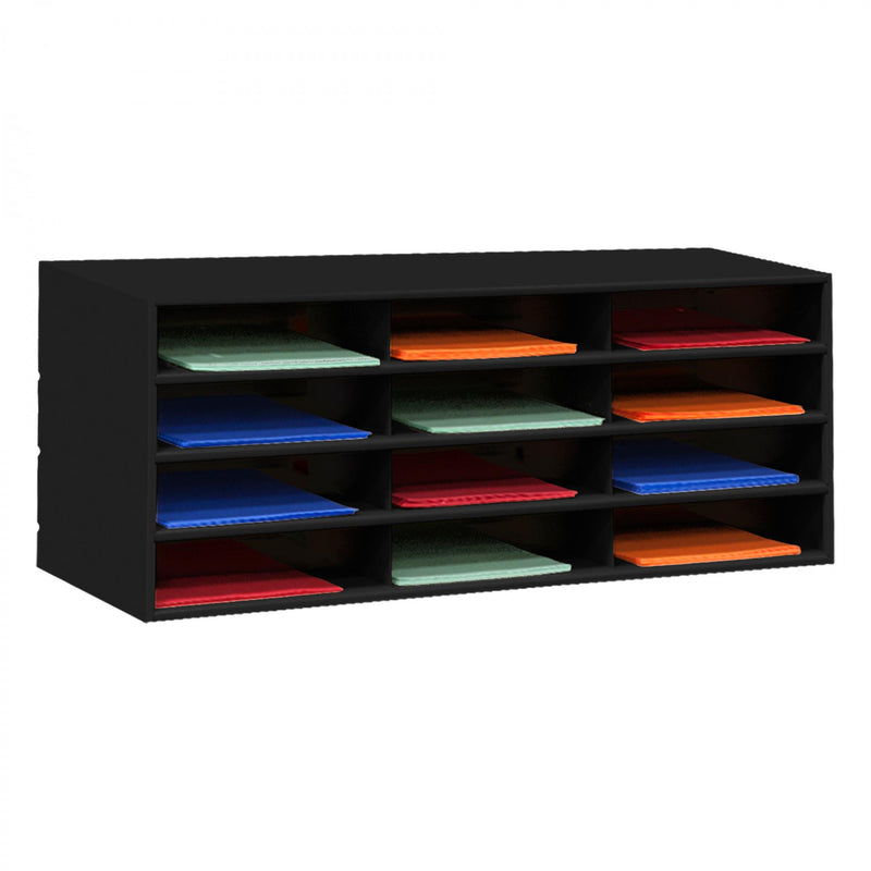 Durham Horizontal Lit Rack, 12 Openings, Black