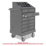 Durham Large Bearing Slide Rack, Holds 2 Compartment Boxes, Heavy Duty, Steel, Gray