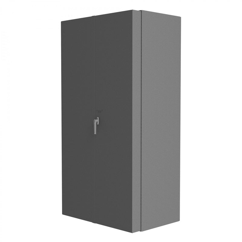 Durham Heavy Duty Cabinet, 14 Gauge, 48 x 24 x 72, 6 Door Shelves, 114 Yellow Bins