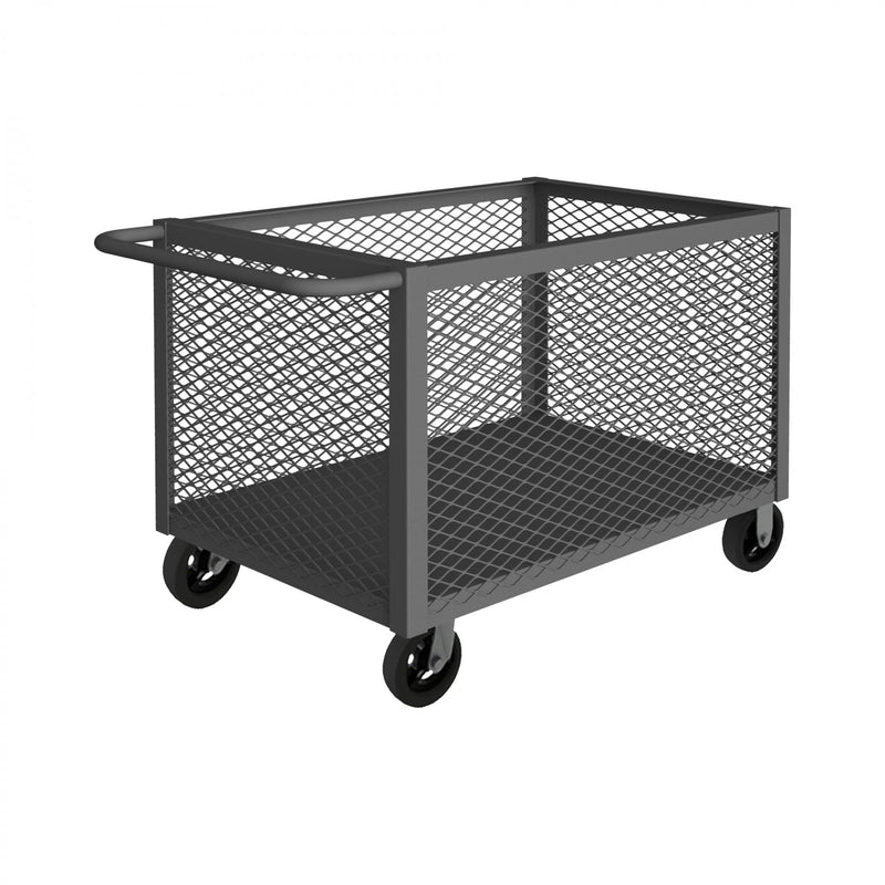 Durham 4 Sided Mesh Box Truck With 6" x 2" Mold-On-Rubber Casters, (2) Rigid And (2) Swivel