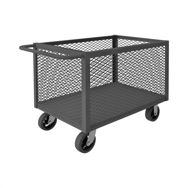 Durham 4 Sided Mesh Box Truck With 6" x 2" Mold-On-Rubber Casters, (2) Rigid And (2) Swivel