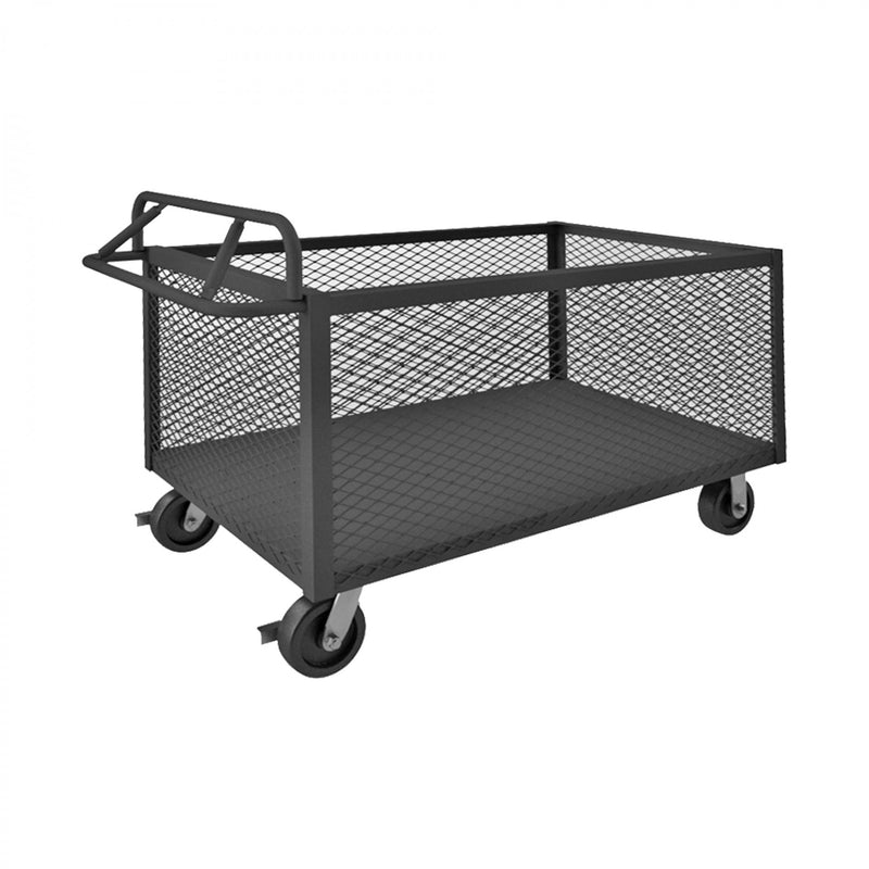 Durham 4 Sided Mesh Box Truck With 6" x 2" Phenolic Casters, (2) Rigid And (2) Swivel With Side Brakes