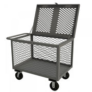 Durham 4 Sided Mesh Box Truck With 6" x 2" Mold-On-Rubber Casters, (2) Rigid And (2) Swivel