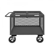 Durham 4 Sided Mesh Box Truck With 6" x 2" Mold-On-Rubber Casters, (2) Rigid And (2) Swivel