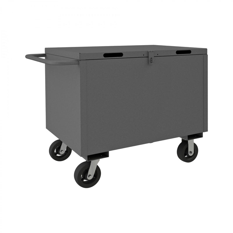 Durham 4 Sided Solid Box Truck With 6" x 2" Mold-On-Rubber Casters, (2) Rigid And (2) Swivel