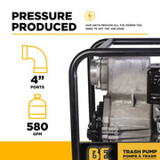 4"-Trash Transfer Pump with Honda GX390 Engine BE Power Equipment