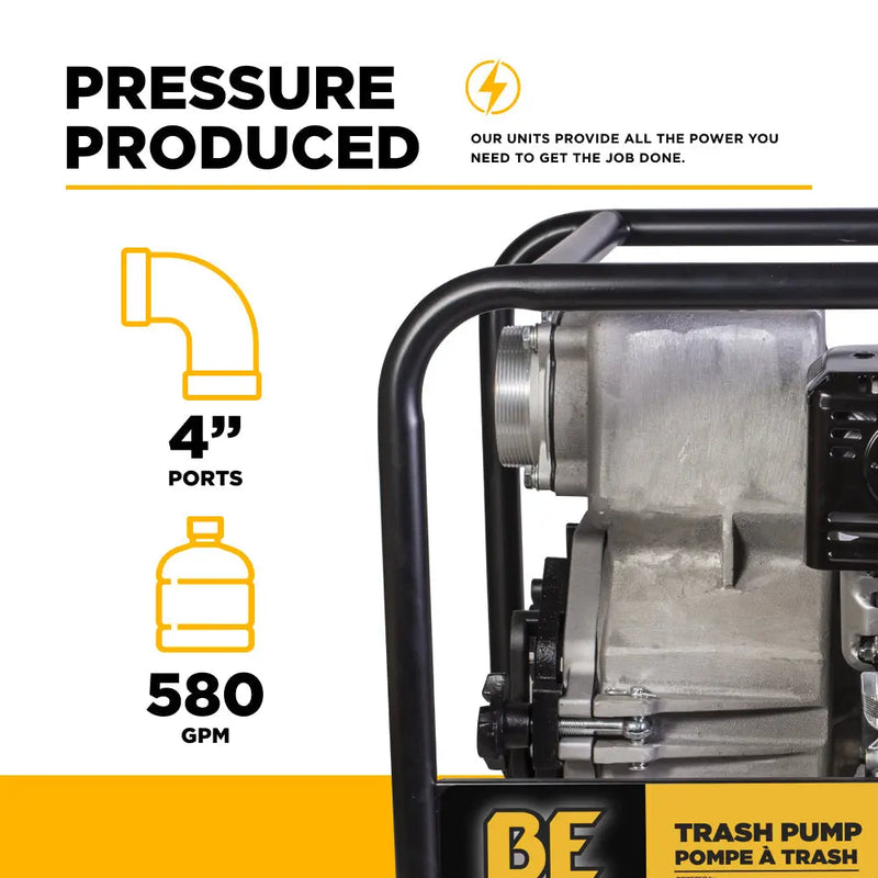 4"-Trash Transfer Pump with Honda GX390 Engine BE Power Equipment