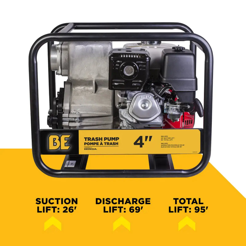 4"-Trash Transfer Pump with Honda GX390 Engine BE Power Equipment