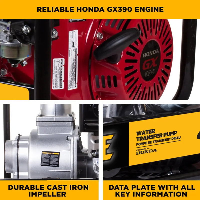 4" Water Transfer Pump with Honda GX390 Engine BE Power Equipment