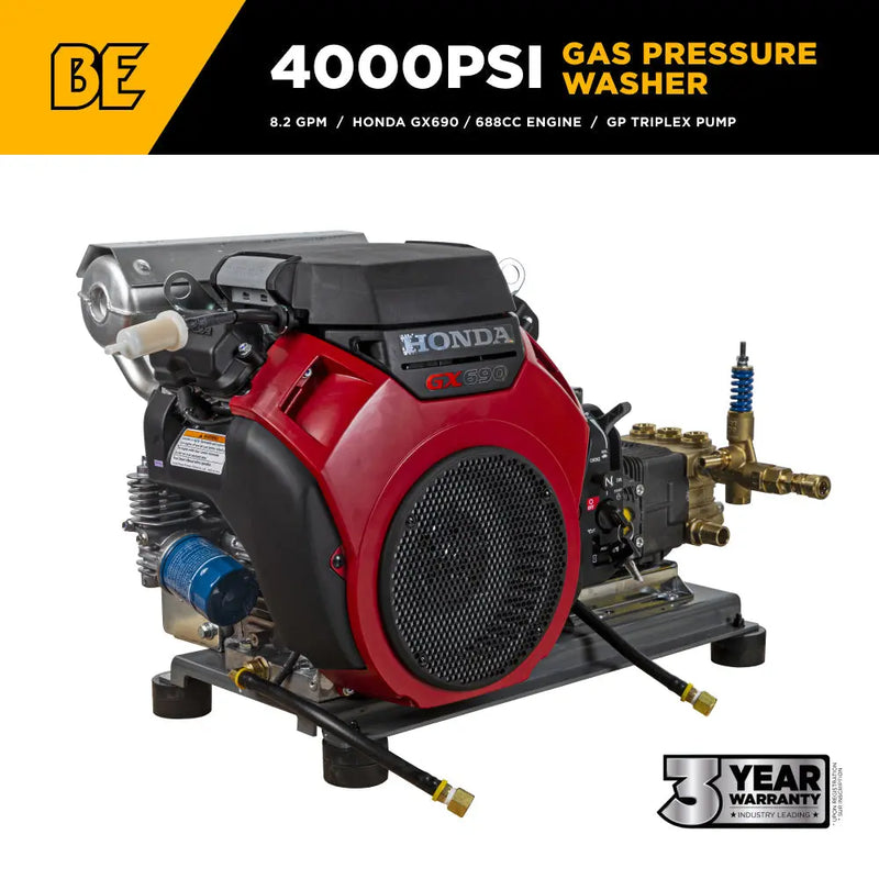 4,000 PSI 8.2 GPM Cold Water Gas Pressure Washer - B4024HETBGS BE Power Equipment
