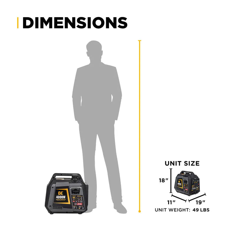 4,000 Watt Digital Inverter Generator - BE4000I BE Power Equipment