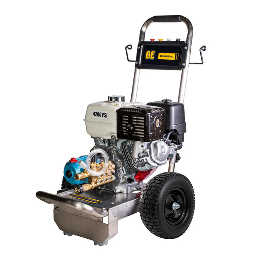 4,200 PSI 4.2 GPM Cold Water Gas Pressure Washer Honda GX390 Engine and CAT Triplex Pump on Stainless Steel Frame - B4213HSJ BE Power Equipment
