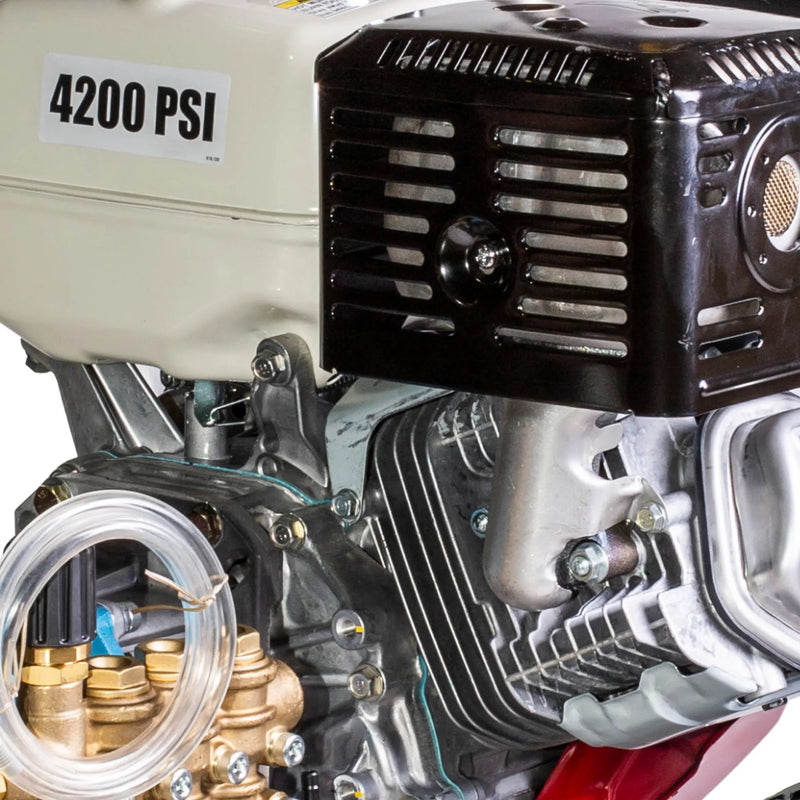 4,200 PSI 4.2 GPM Cold Water Gas Pressure Washer Honda GX390 Engine and CAT Triplex Pump on Stainless Steel Frame - B4213HSJ BE Power Equipment
