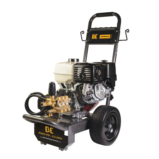4,200 PSI 4.2 GPM Cold Water Gas Pressure Washer Honda GX390 Engine and General Triplex External Unloader Pump - B4213HGS BE Power Equipment