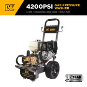 4,200 PSI 4.2 GPM Cold Water Gas Pressure Washer Honda GX390 Engine and General Triplex External Unloader Pump - B4213HGS BE Power Equipment