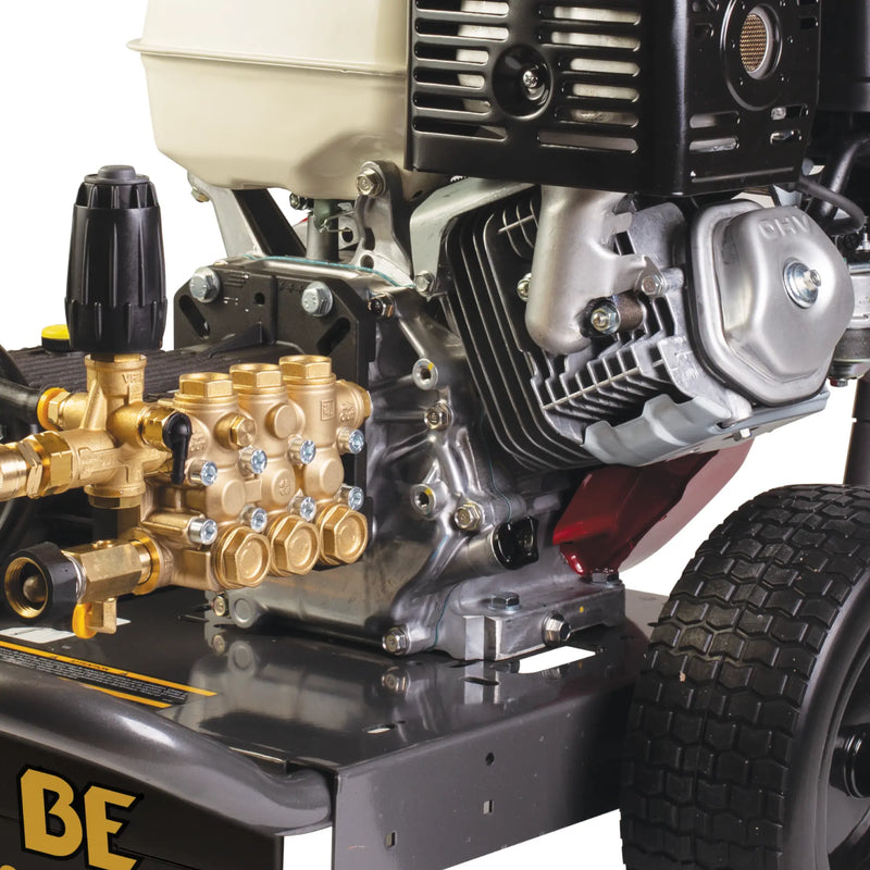 4,200 PSI 4.2 GPM Cold Water Gas Pressure Washer Honda GX390 Engine and General Triplex External Unloader Pump - B4213HGS BE Power Equipment